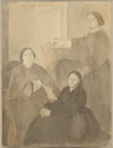 Mme Michel Musson ja hänen tyttärensä Estelle ja Désirée. tekijältä Hilaire Germain Edgar Degas