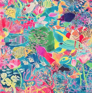 Underwater Rainbow, 1993 (värillinen muste silkille)