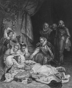 Kuningatar Elisabetin kuolema (kaiverrus) tekijältä Hippolyte Delaroche