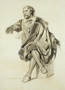 Tutkimus Peter Paul Rubensin (1577-1640) muotokuvaa varten (lyijykynä ja hiili paperille).