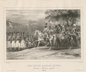 Prinssi, marsalkka Abbas Mirza 1789-1833 tarkastaa jalkaväkirykmenttiä, 1835