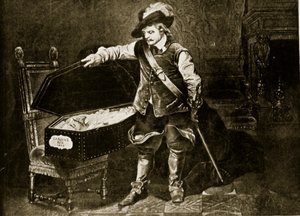 Cromwell katselee Charles I:n ruumista, kuvitus "Hutchinsonin tarinasta brittiläisestä kansasta", n. 1923 tekijältä Hippolyte Delaroche