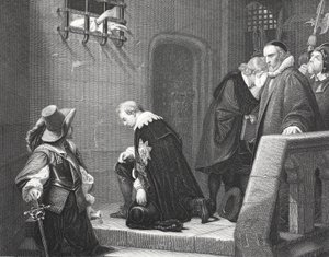 Lord Strafford matkalla teloitukseen, kaiverrus A.H. Payne tekijältä Hippolyte Delaroche