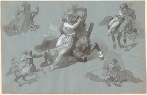 Nessus ja Dejanira neljässä asennossa ja kuoleva Nessus tekijältä Hippolyte Lalaisse
