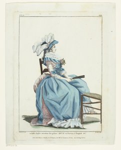 Gallery of French Fashions and Costumes 1787, TTT.388: Kaunis Sophie odottaa... tekijältä Hippolyte Le Bas