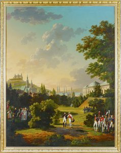 Napoleon I:n ja suurherttua Ferdinand Josephin tapaaminen Würzburgissa, Saksassa ... tekijältä Hippolyte Lecomte