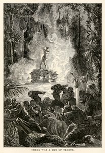 Kuului kauhuhuuto Jules Vernen (1828-1905) teoksesta "Maailman ympäri kahdeksassakymmenessä päivässä", kaivertanut Adolphe François Pannemaker (1822-1900) tekijältä Hippolyte Leon (after) Benett