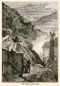 Suuri Suolajärvi Jules Vernen (1828-1905) teoksesta Maailman ympäri kahdeksassakymmenessä päivässä, Prévostin kaiverrus, 1873.