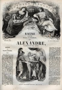 Aleksanteri Suuren tragedia viidessä näytöksessä - kaiverrus "" Jean Racinen teoksiin"" kuvittamana Pauquet ja huomautuksen Emile de La Bedolliere - 1851 tekijältä Hippolyte Louis Pauquet