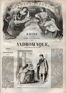 Andromaque-tragedia viidessä näytöksessä - kaiverrus "" Oeuvres de Jean Racine"" -kuvassa Pauquet ja huomautus Emile de La Bedolliere - 1851 tekijältä Hippolyte Louis Pauquet