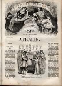 Jean Racinen Athalie-tragedia viidessä näytöksessä - kaiverrus kirjaan "" Oeuvres de Jean Racine"", kuvittanut Pauquet ja huomautus Emile de La Bedollieresta - 1851 tekijältä Hippolyte Louis Pauquet