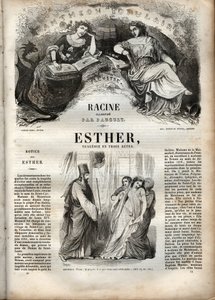 Kuvitus Jean Racinen "Estherille" - kaiverrus "" Jean Racinen teoksiin"" kuvittamana Pauquet ja huomautuksen Emile de La Bedolliere - 1851 tekijältä Hippolyte Louis Pauquet