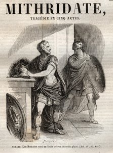 Jean Racinen Mithridate-tragedia viidessä näytöksessä - kaiverrus kirjaan "" Oeuvres de Jean Racine"", kuvittanut Pauquet ja huomautus Emile de La Bedollieresta - 1851 tekijältä Hippolyte Louis Pauquet