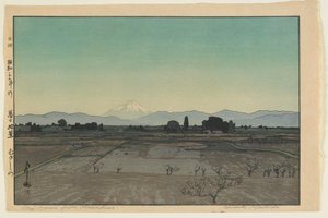 Fuji Musashinosta, sarjasta Ten Views of Mount Fuji, Showa-aika tekijältä Hiroshi Yoshida