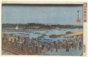 Ilotulitus Ryogokun sillalla Ryogoku Bashi no hanabi no zu (otsikko esineessä) Kuuluisia paikkoja itäisessä pääkaupungissa (sarjan nimi) Toto meisho (sarjan nimi esineellä)