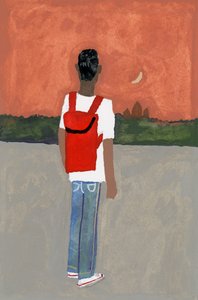 Punaista reppua kantava matkustaja, 2016, tekijältä Hiroyuki Izutsu