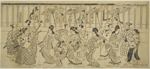 A para de of korte s, c. 1690 (tulosta; Sumizurie, Kakemono Yokoe) tekijältä Hishikawa Moronobu