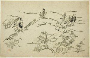 Emon Hill, sarjasta "The Appearance of Yoshiwara (Yoshiwara no tei)" tekijältä Hishikawa Moronobu