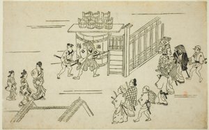 Entrada a Ageyacho, de la sèrie "The Appearance of Yoshiwara (Yoshiwara no tei)" finlandès tekijältä Hishikawa Moronobu