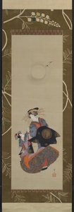 Yoshiwaran kaunotar oppipoikalla Moonlightissa, 1800-luku.