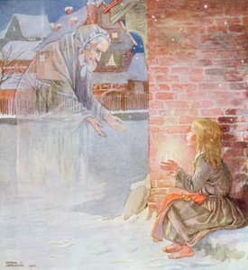 Isoäiti, Oi ota minut mukaasi, teoksesta "Pikku tulitikkutyttö" Hans Christian Andersenin (1805-75) "Fairy Stories" -julkaisussa 1920 (akvarelli paperille)