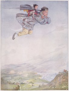 Nyt olemme pian paratiisin puutarhassa, "Paratiisin puutarhasta" Hans Christian Andersenin (1805-75) "Fairy Tales" -painoksessa 1920 (akvarelli paperille) tekijältä Honor Charlotte Appleton