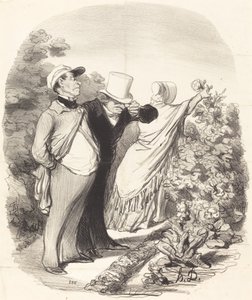 Tule!... tässä hän poimii ruusun minulle... tekijältä Honoré Daumier