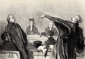 Asianajaja, joka on ilmeisesti täysin vakuuttunut... Sarjasta Les gens de justice, 1845 tekijältä Honoré Daumier