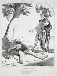 Muinainen historia, levy 20: Aleksanteri ja Diogenes, 14. elokuuta 1842. tekijältä Honoré Daumier