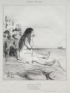 Muinainen historia, levy 24: Ariadnen hylkääminen, 4. syyskuuta 1842. tekijältä Honoré Daumier