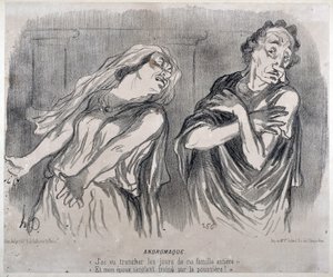 Andromaque-kaiverrus Honore Daumierin (1808-1879) teoksessa ”Le Charivari””. Palais Longchamp, Marseillen taidemuseo. tekijältä Honoré Daumier