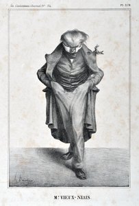 Honore Daumierin (1808-1879) taideteos. Charivari on vuodelta 1833: Serie Celebrites de la Caricature "" M. Vieux-Niais "" MUSEE DES BEAUX ARTS - PALAIS LONGCHAMP, MARSEILLE tekijältä Honoré Daumier