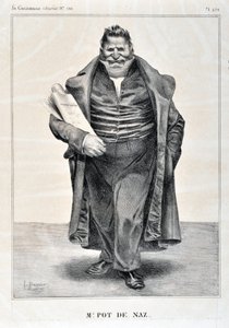 Honore Daumierin (1808-1879) taideteos. Charivari on vuodelta 1833: Serie Celebrites de la Caricature "" M.Pot de Naz "" MUSEE DES BEAUX ARTS - PALAIS LONGCHAMP, MARSEILLE tekijältä Honoré Daumier