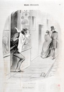 Honore Daumierin (1808-1879) taideteos. Charivari on vuodelta 1840 Serie MORIES CONJUAL “” Se on vaimoni!!! "" KUUTATAIDEMUSEO - PALACE LONGCHAMP, MARSEILLE tekijältä Honoré Daumier