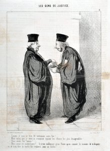 Honore Daumierin (1808-1879) taideteos. Charivari on vuodelta 1845: Serie LES PEOPLES DE JUSTICE "" - Kuten sanoin sinulle totisesti sinun tosiasiasi! Olimme kauniita. Olimme kauniita!... Vain Palais