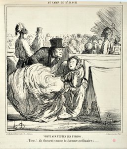 Honore Daumierin (1808-1879) taidetta Charivari on vuodelta 1859: Serie AU CAMP DE SAINT MAUR Vierailu turcojen teltoissa. "" -Tässä!... he nukkuvat kuin tavalliset miehet..." KAUPUTAIDEMUSEO - PALACE LONGCHAMP, MARSEILLE tekijältä Honoré Daumier