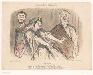 Atalja näkee pelottavan näyn Athalie (otsikko esineessä) Traagiset kasvot (sarjan nimi) Physionomies tragiques (sarjan nimi esineessä) tekijältä Honoré Daumier