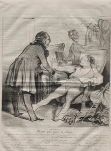 Caricaturana, levy 72: Recipe to Cure Colic, 14. tammikuuta 1838. tekijältä Honoré Daumier