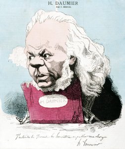 Sarjakuva: Honore Daumier (1808-1879), ranskalainen kaivertaja, taidemaalari ja kuvanveistäjä. Kaiverrus P. Bernais. Mitat: 33 x 30 cm. Arbaud-museo. tekijältä Honoré Daumier