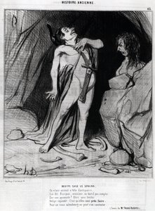 Honore Daumierin sarjakuva Oidipuksesta ja sfinksistä, Charivarissa, 12. joulukuuta tekijältä Honoré Daumier