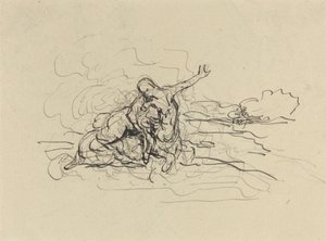 Kentauri kantaa naisen pois tekijältä Honoré Daumier