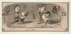 Räätälöillä, kampaajalla, Charivarissa, 3., 16. ja 19. helmikuuta 1853 tekijältä Honoré Daumier