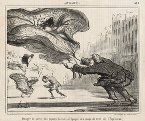Vaara ilmapallo-alushameiden käyttämisestä päiväntasauksen myrskyjen aikaan, julkaistu 3. huhtikuuta tekijältä Honoré Daumier