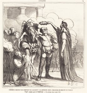 Empedokles saa... jumalallisia kunnianosoituksia... tekijältä Honoré Daumier