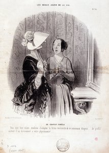 Muoti sarjakuva. Sarja "" Elämän kauniit päivät"": "" Pamela-hattu..."" 4. marraskuuta tekijältä Honoré Daumier