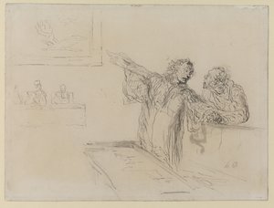 La Defense, n. 1865 (kynä ja muste ja wc paperilla) tekijältä Honoré Daumier