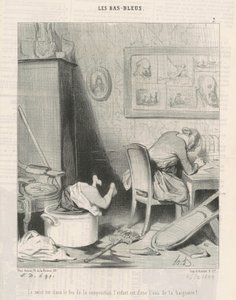 Äiti sävellyksen tulessa, lapsi kylpyammeen vedessä! tekijältä Honoré Daumier