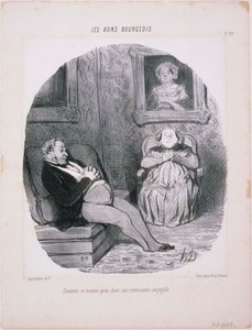 Les Bons Bourgeois - Miten avioliittokeskustelu päättyy? tekijältä Honoré Daumier