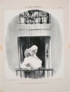Les Bons Bourgeois - Naapuri, joka valittaa kastelemisesta tekijältä Honoré Daumier