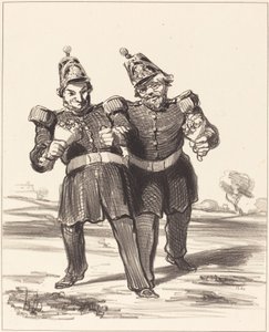 Kaksi iloista juhlatilaisuutta tekijältä Honoré Daumier